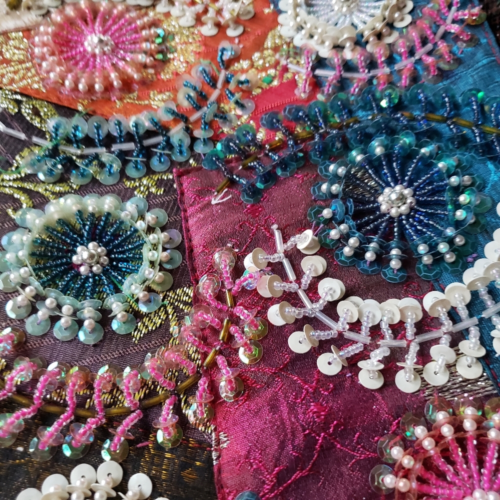 Daya Sequin Beaded Purse Patchwork Fabric Colorfu… - image 5